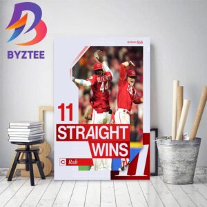 Cincinnati Reds 11 Straight Wins In MLB Home Decor Poster Canvas