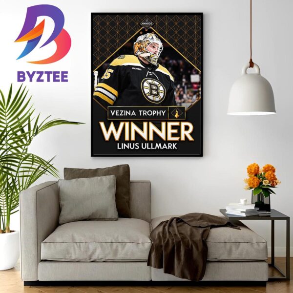 Congratulations To Linus Ullmark Is The 2023 Vezina Trophy Winner Home Decor Poster Canvas