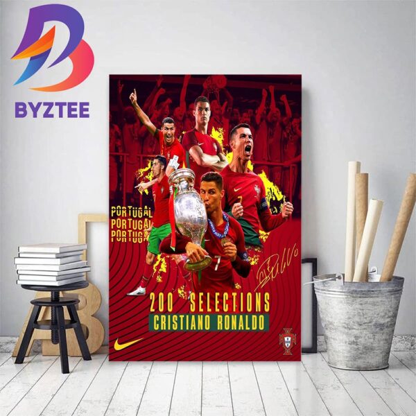 Cristiano Ronaldo Becomes The First Football Player In History With 200 International Career Appearances Home Decor Poster Canvas