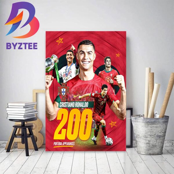 Cristiano Ronaldo Reaches 200 Portugal Appearances Football Home Decor Poster Canvas