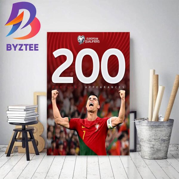 Cristiano Ronaldo Reaches 200 Portugal Appearances Home Decor Poster Canvas