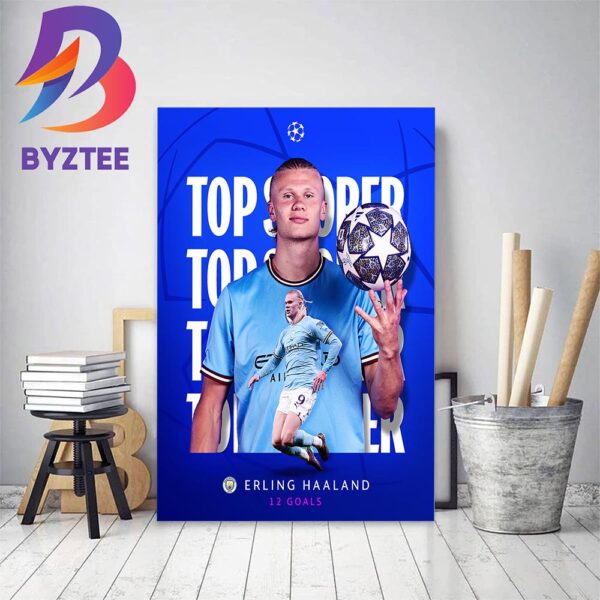 Erling Haaland Is The 2022-2023 UEFA Champions League Top Scorer Of The Season Home Decor Poster Canvas