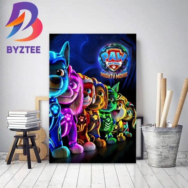 First Poster For Paw Patrol The Mighty Movie 2023 Home Decor Poster Canvas