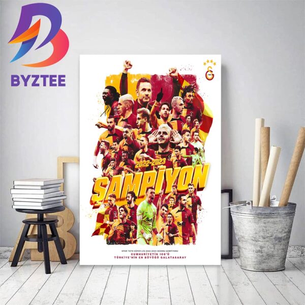 Galatasaray Champion Super Lig 2022-2023 Home Decor Poster Canvas