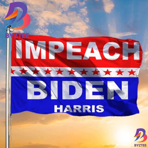 Impeach Biden Harris Flag Anti Biden Flag Political American President Fuck Biden Merch 2 Sides Garden House Flag