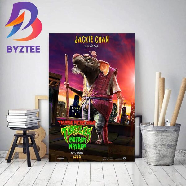 Jackie Chan Is Splinter In Teenage Mutant Ninja Turtles Mutant Mayhem Home Decor Poster Canvas