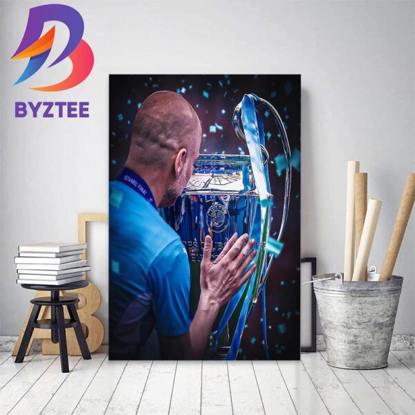 Manchester City Are 2023 Champions League Winners Mission Complete For Pep Guardiola Home Decor Poster Canvas