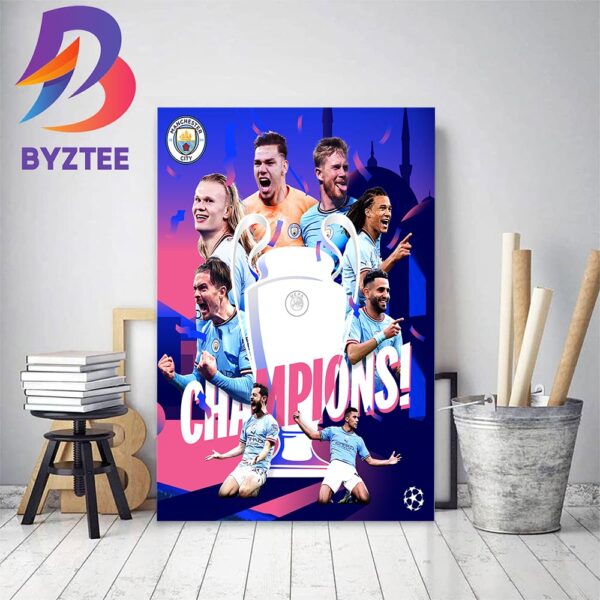 Manchester City Are 2023 UEFA Champions League Champions Home Decor Poster Canvas