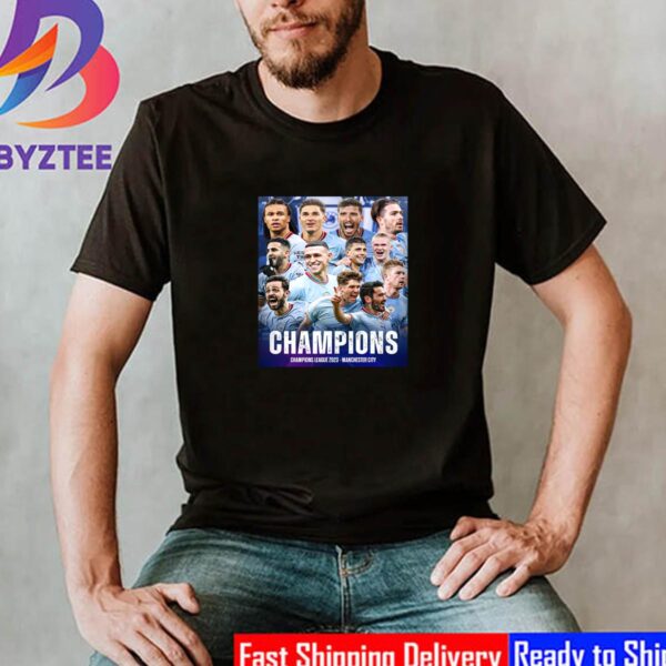 Manchester City Are Champions Of Europe 2023 Champions League Champions Shirt