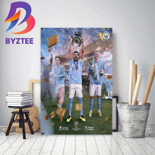 Manchester City Are Champions Of Europe 2023 Champions League Winners Home Decor Poster Canvas