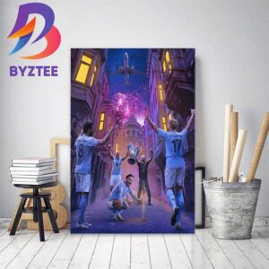 Manchester City Win The Champions League And Complete The Treble Home Decor Poster Canvas