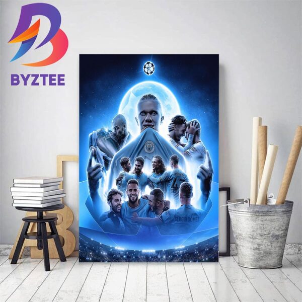 Manchester City Win Their First UEFA Champions League Title Home Decor Poster Canvas