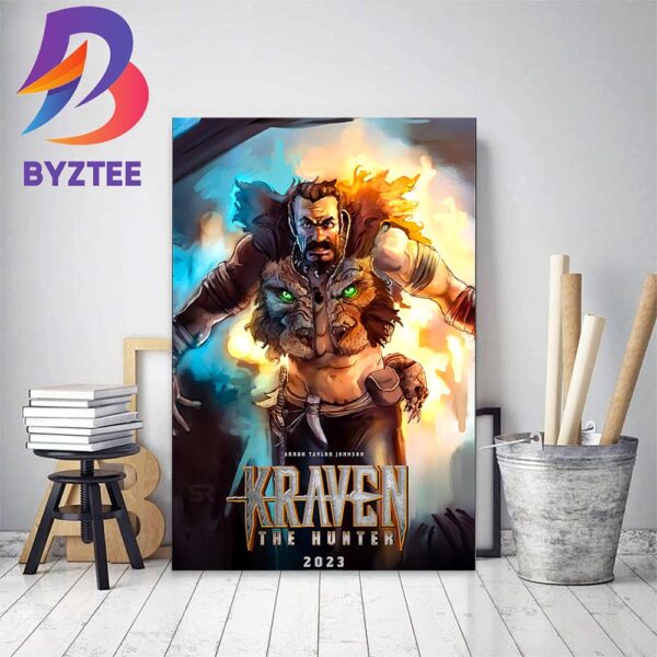 Marvel Studios Aaron Taylor Johnson 2023 Kraven The Hunter Art By Fan Home Decor Poster Canvas