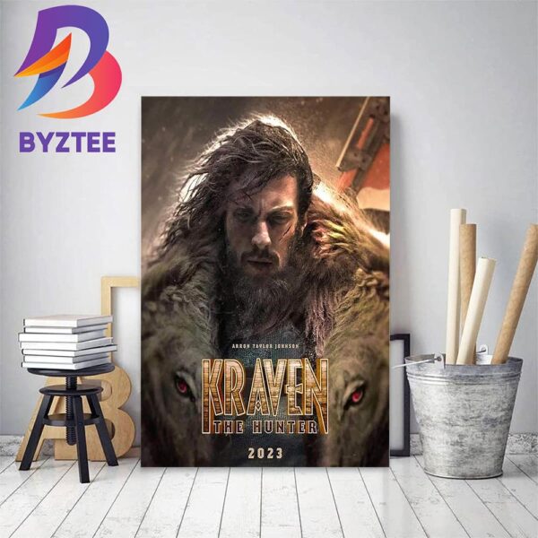 Marvel Studios Aaron Taylor Johnson New Poster For 2023 Kraven The Hunter Home Decor Poster Canvas