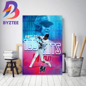 Miami Marlins Luis Arraez First To 100 Hits Home Decor Poster Canvas