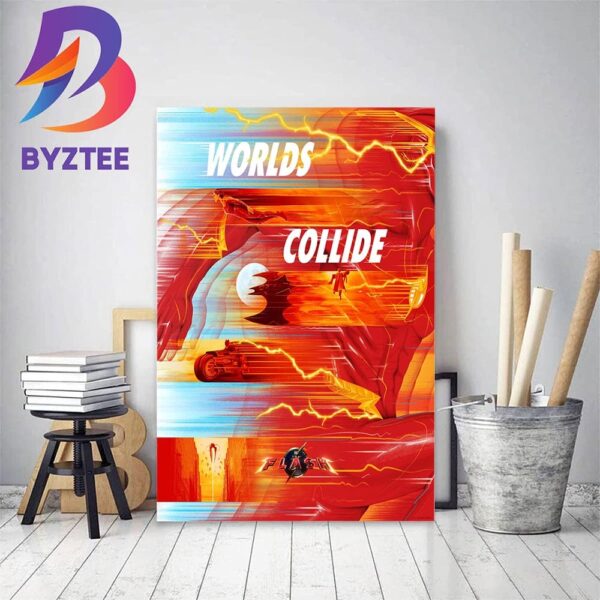 Official Fan Art Poster The Flash Worlds Collide Home Decor Poster Canvas