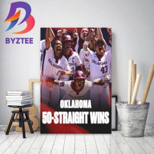 Oklahoma Sooners Womens Softball 50 Straight Wins Home Decor Poster Canvas