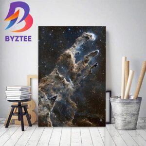 Pillars Of Creation In Eagle Nebula By James Webb Telescope Home Decor Poster Canvas