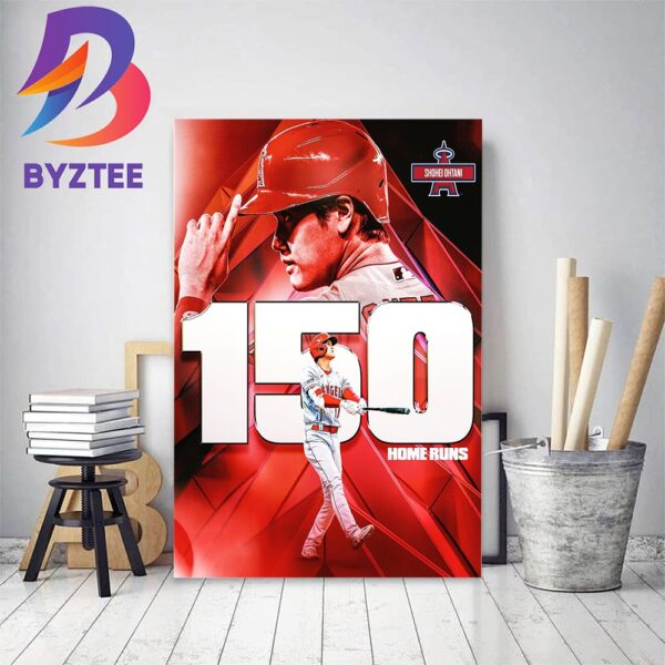 Shohei Ohtani 150 Home Runs With Los Angeles Angels In MLB Home Decor Poster Canvas