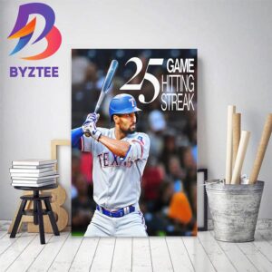 Texas Rangers Marcus Semien 25 Game Hitting Streak In MLB Home Decor Poster Canvas