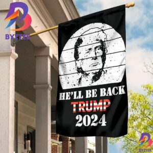 Trump 2024 Flag He Will Be Back Trump Merch Store Donald Trump Merchandise Outdoor Banner 2 Sides Garden House Flag
