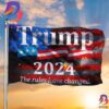 Trump 2024 Flag Made In USA Trump 2024 Merchandise Campaign For Republicans 2 Sides Garden House Flag