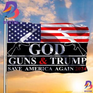 Trump Save American Flag God Gun And Trump 2024 Flag Election Campaign Merch 2 Sides Garden House Flag