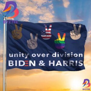 Unity Over Division Biden And Harris Flag Patriotic LGBT Voters Biden Political Lawn Flags 2 Sides Garden House Flag