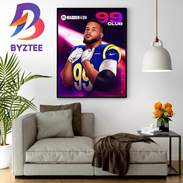 Aaron Donald 99 Club The New Record Madden 24 In NFL Home Decor Poster Canvas