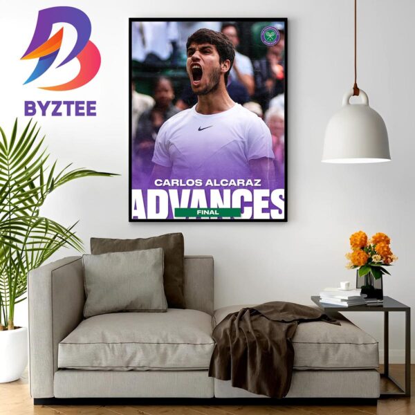 Carlos Alcaraz Advances 2023 Wimbledon Final Wall Decor Poster Canvas