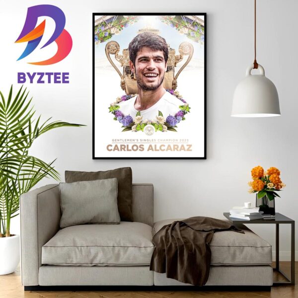 Carlos Alcaraz Is 2023 Gentlemens Singles Champion Wimbledon Home Decor Poster Canvas