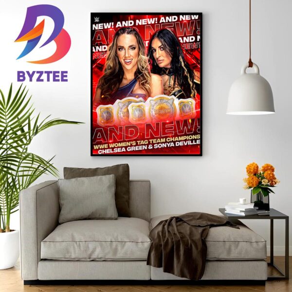 Chelsea Green And Sonya Deville And New WWE Womens Tag Team Champions Home Decor Poster Canvas