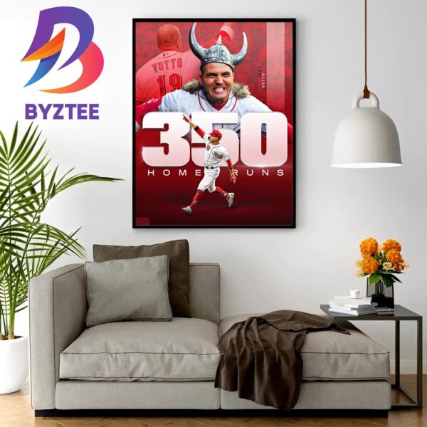 Cincinnati Reds Joey Votto 350 Home Runs In MLB Home Decor Poster Canvas