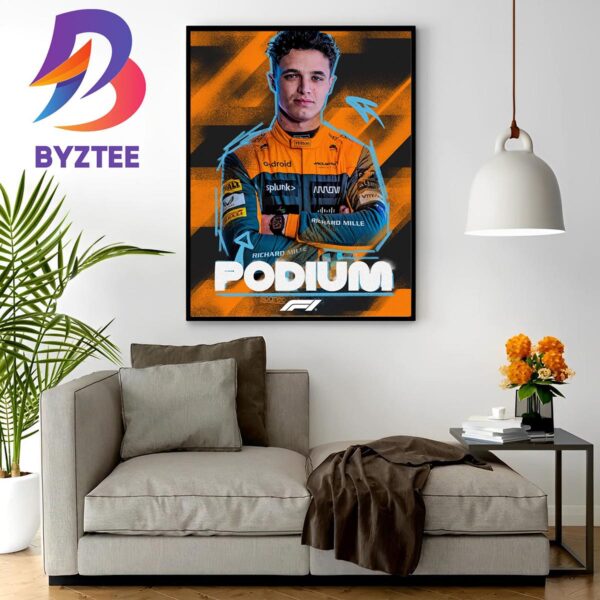 Lando Norris F1 Podium At Hungarian GP Home Decor Poster Canvas