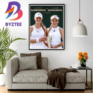 Laura Samsonova And Alena Kovackova Are Girls Doubles Champions At 2023 Wimbledon Home Decor Poster Canvas