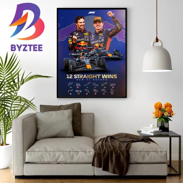 Red Bull Racing 12 Straight Wins New F1 Record Home Decor Poster Canvas