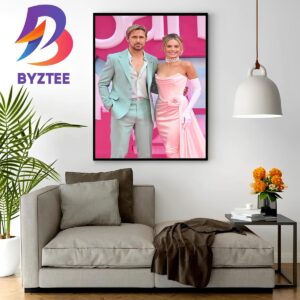 Ryan Gosling And Margot Robbie At The Barbie European Premiere Home Decor Poster Canvas