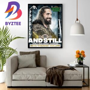 Seth Rollins And Still World Heavyweight Champion At WWE Money In The Bank Home Decor Poster Canvas