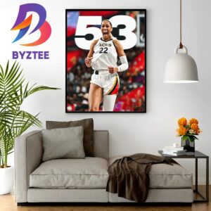 Aja Wilson 53 Points Ties The WNBA Record For Most Points In A Game Wall Decor Poster Canvas