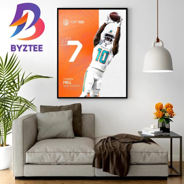 Congrats Tyreek Hill Is Top 7 On The NFL Top 100 Players Of 2023 Home Decor Poster Canvas