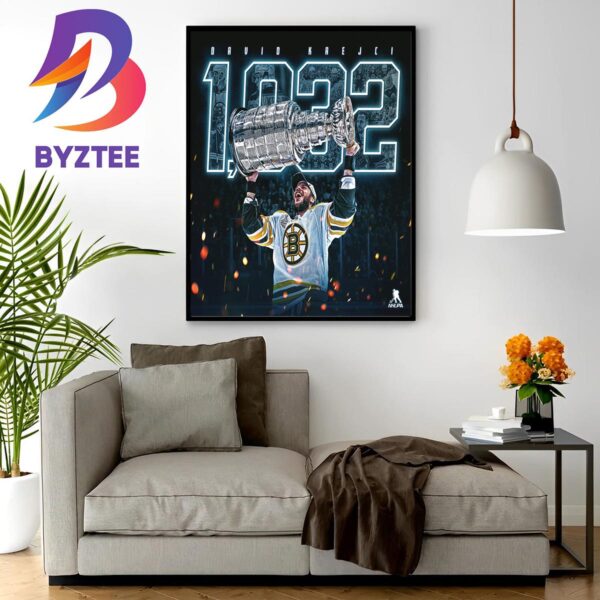 Congratulations to David Krejci On A Fantastic 15 Year NHL Career With 1032 Games Wall Decor Poster Canvas