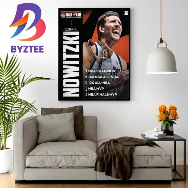 Dirk Nowitzki Basketball Hall Of Fame Class Of 2023 Resume Home Decor Poster Canvas