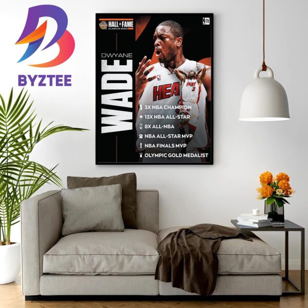 Dwyane Wade Basketball Hall Of Fame Class Of 2023 Resume Home Decor Poster Canvas