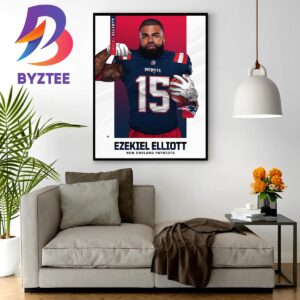 Former Cowboys RB Ezekiel Elliott Signed New England Patriots Wall Decor Poster Canvas