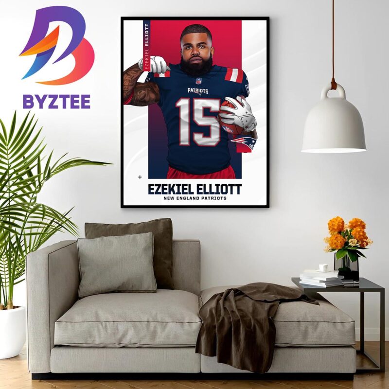 Former Cowboys Rb Ezekiel Elliott Signed New England Patriots Wall