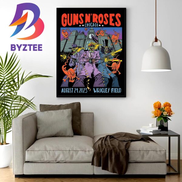 Guns N Roses at Wrigley Field Chicago August 24th 2023 Wall Decor Poster Canvas