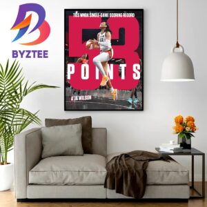 Las Vegas Aces Aja Wilson Ties WNBA Single-Game Scoring Record With 53 Points Wall Decor Poster Canvas