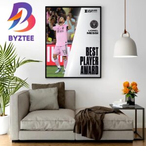 Lionel Messi Take Home Best Player Award At Leagues Cup Awards 2023 Wall Decor Poster Canvas