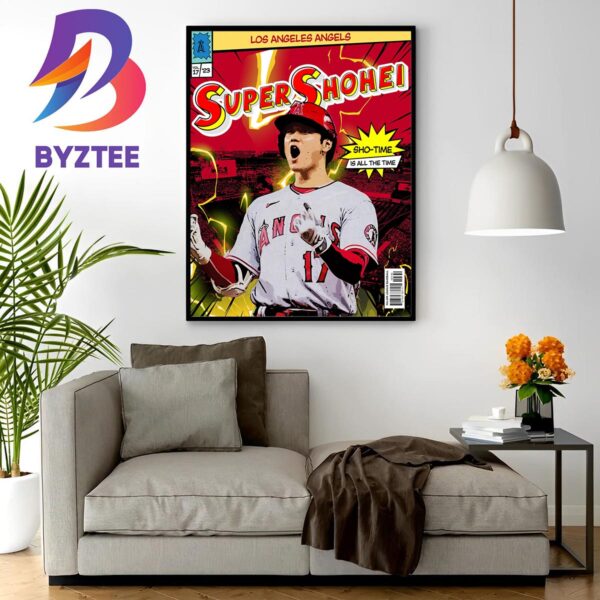 Los Angeles Angels Shohei Ohtani Super Shohei Sho-Time Is All The Time Wall Decor Poster Canvas