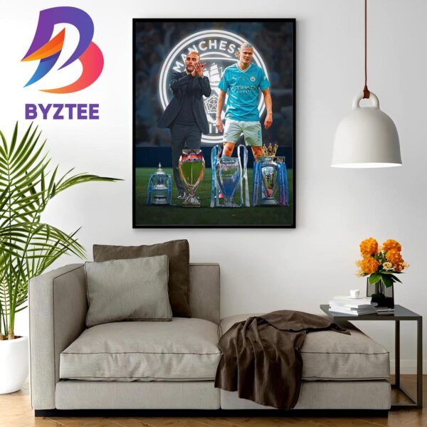 Manchester City Won 4 Trophies In A Season Wall Decor Poster Canvas